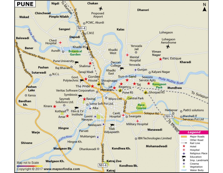 pune map with tourist places